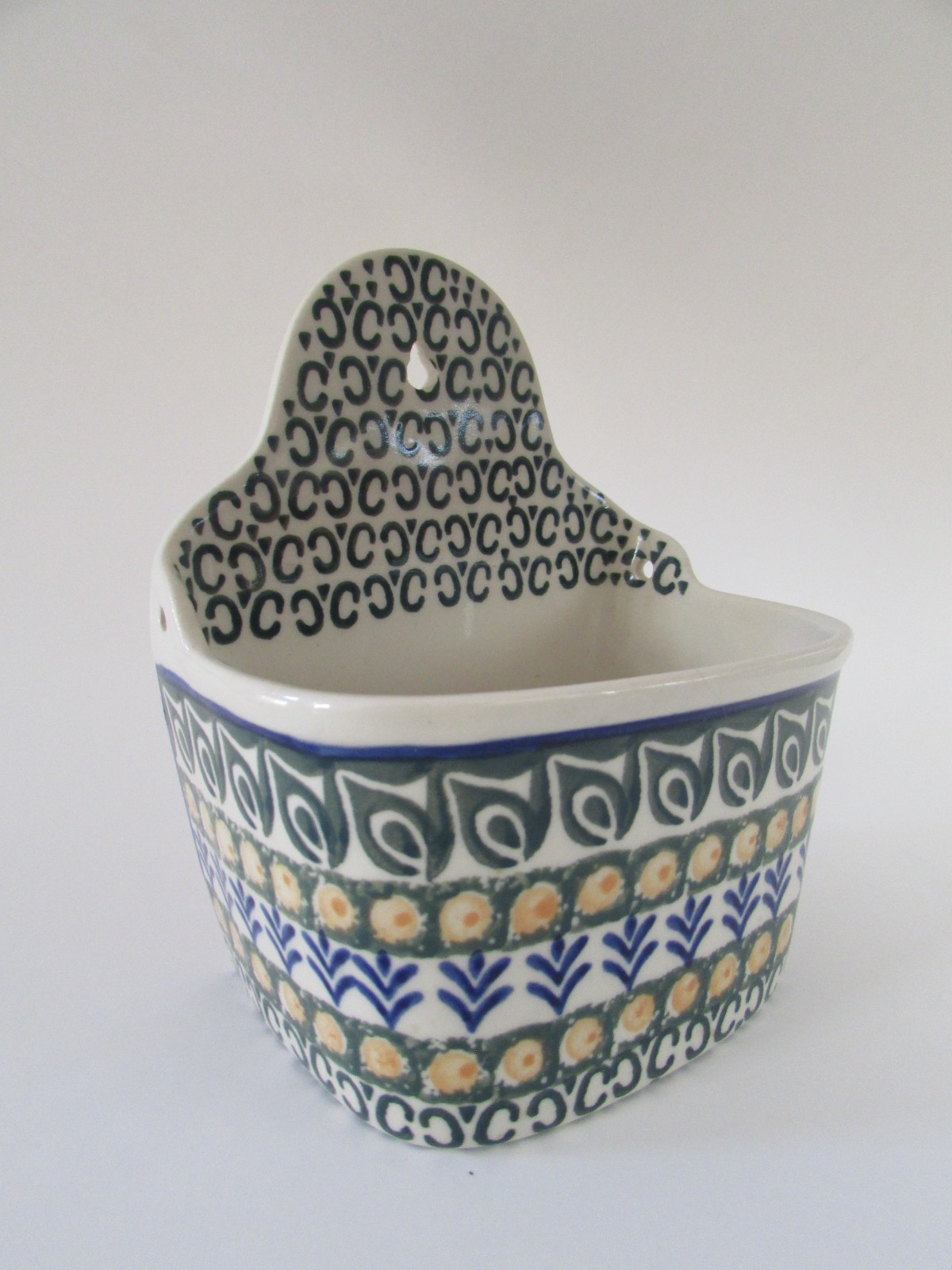 Polish Pottery Green Hanging Salt Cellar without Lid