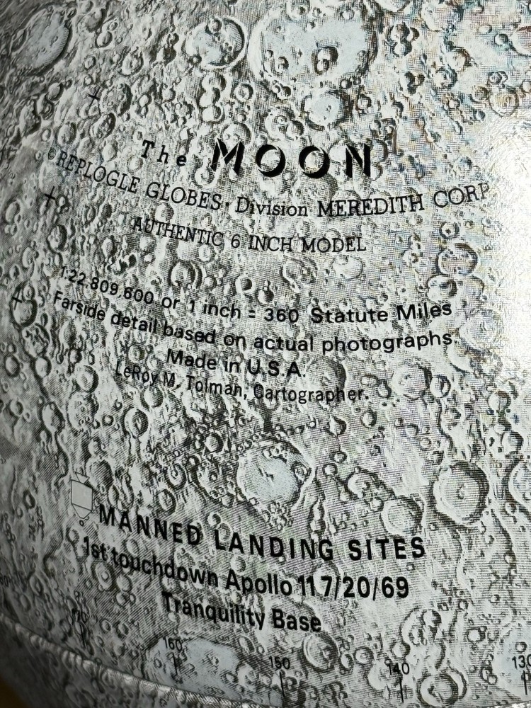 Replogle Globe The Moon Authentic 6” Model Vintage Includes Manned Landing Sites