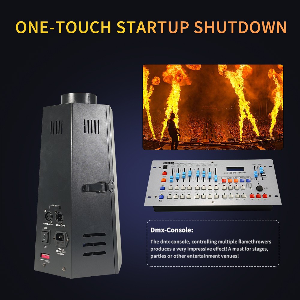 4unit 150W Mini Hexagon Fire Flame Thrower Machine DMX512 for Dj Stage Event