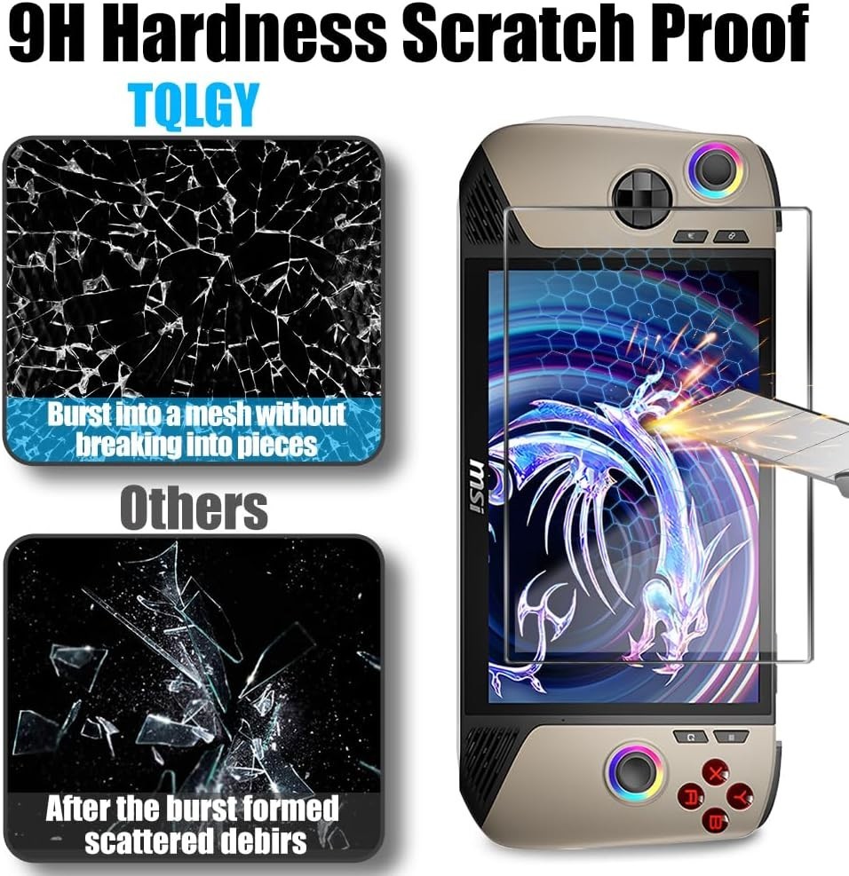 2-Pack MSI Claw 8 AI+ Tempered Glass Screen Protector - 9H Anti-Scratch & Bub...