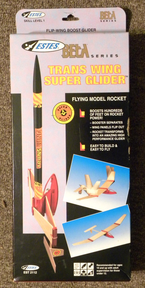 Estes TRANS WING, Rocket Glider, circa 2000, Balsa % Plastic, OPENED, COMPLETE