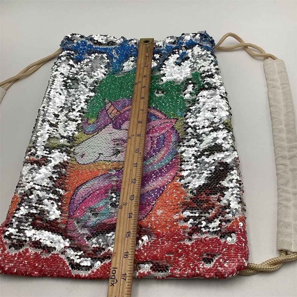 LURICO Unicorn Sequin Drawstring Bag Large Multicolor Kids Backpack