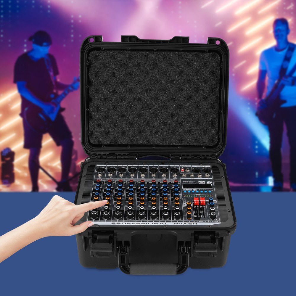 8 Channel Mixer Power Mixer Amplifier Tabletop Sound Mixing Console Dj Bluetooth