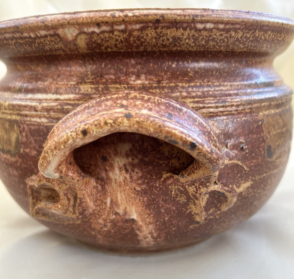 Vintage Primitive Stoneware Lidded Bean Pot Marked Townsend