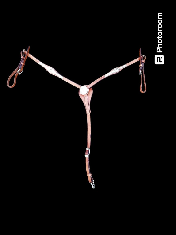 Circle Y Breast Collar Raised Silver