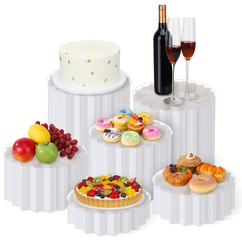 6 Pcs Buffet Risers Food Display for Buffet Table, Acrylic Foldable Cardboard...
