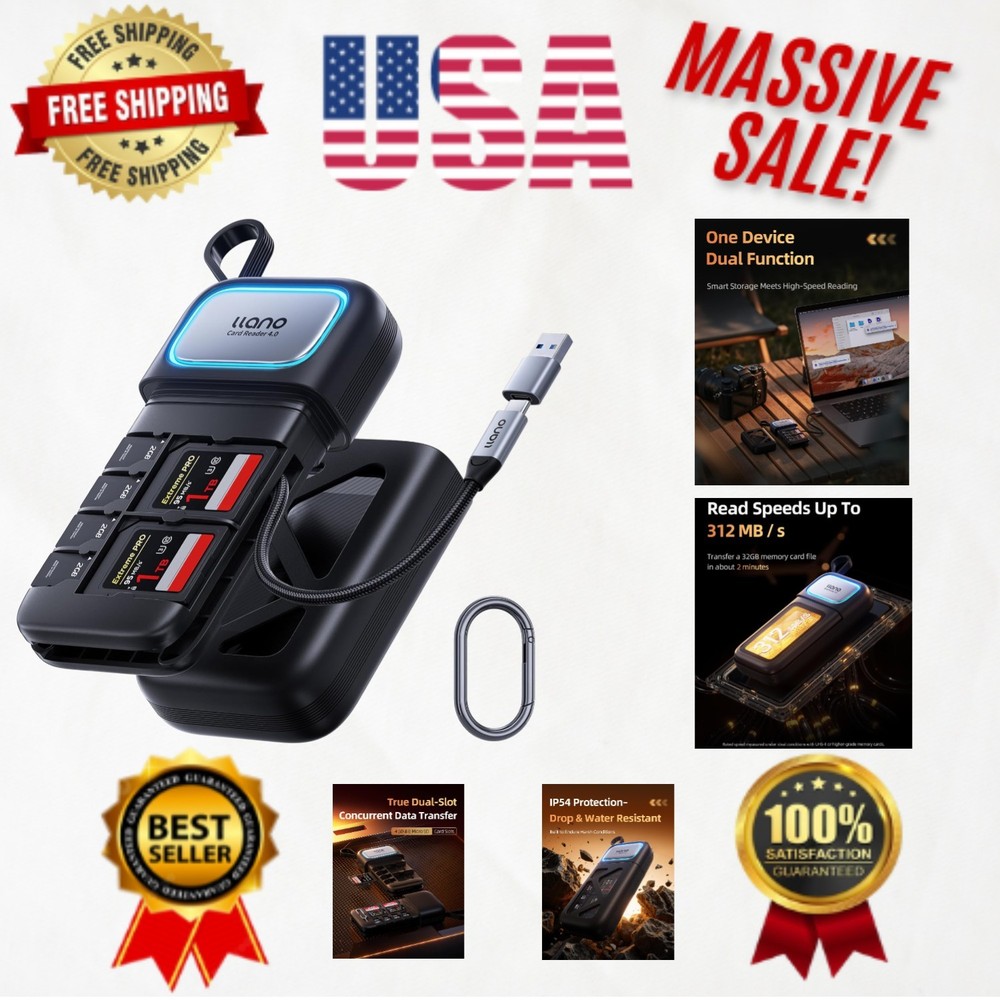 Quick Transfer 2-in-1 SD/Micro SD Card Reader Adapter with Built-in Storage Case