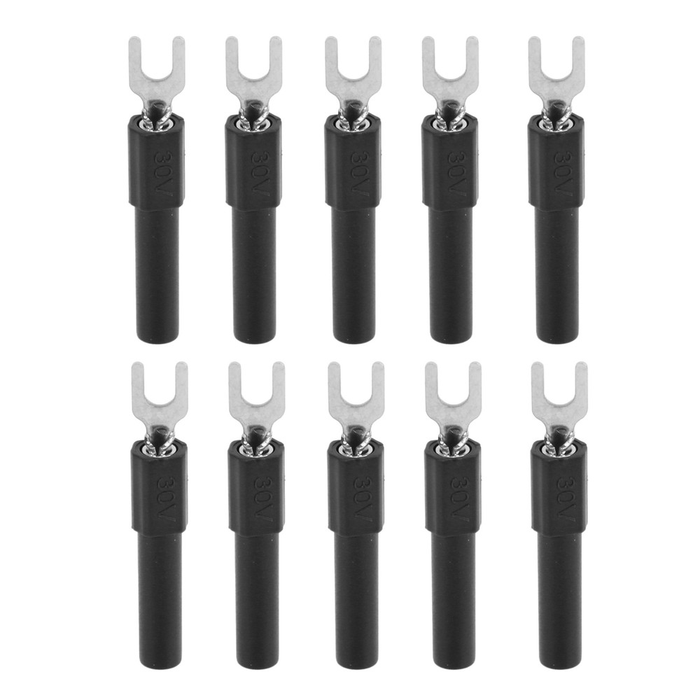 10pcs 4mm Fork Spade Wire Connectors U-Type Crimp Terminal Black