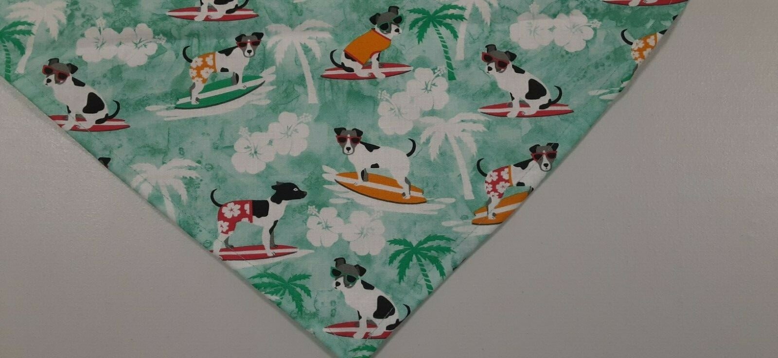 Dog Bandana/Scarf, Surfing, Dogs, Blue Green, Custom made by Linda, S,M, L