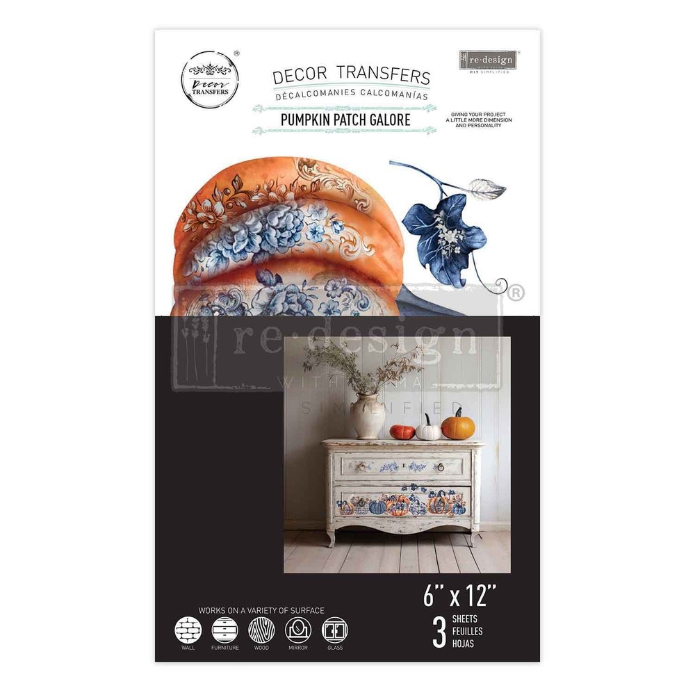 Redesign With Prima PUMPKIN PATCH GALORE Small Decor Transfer, Fall Decal