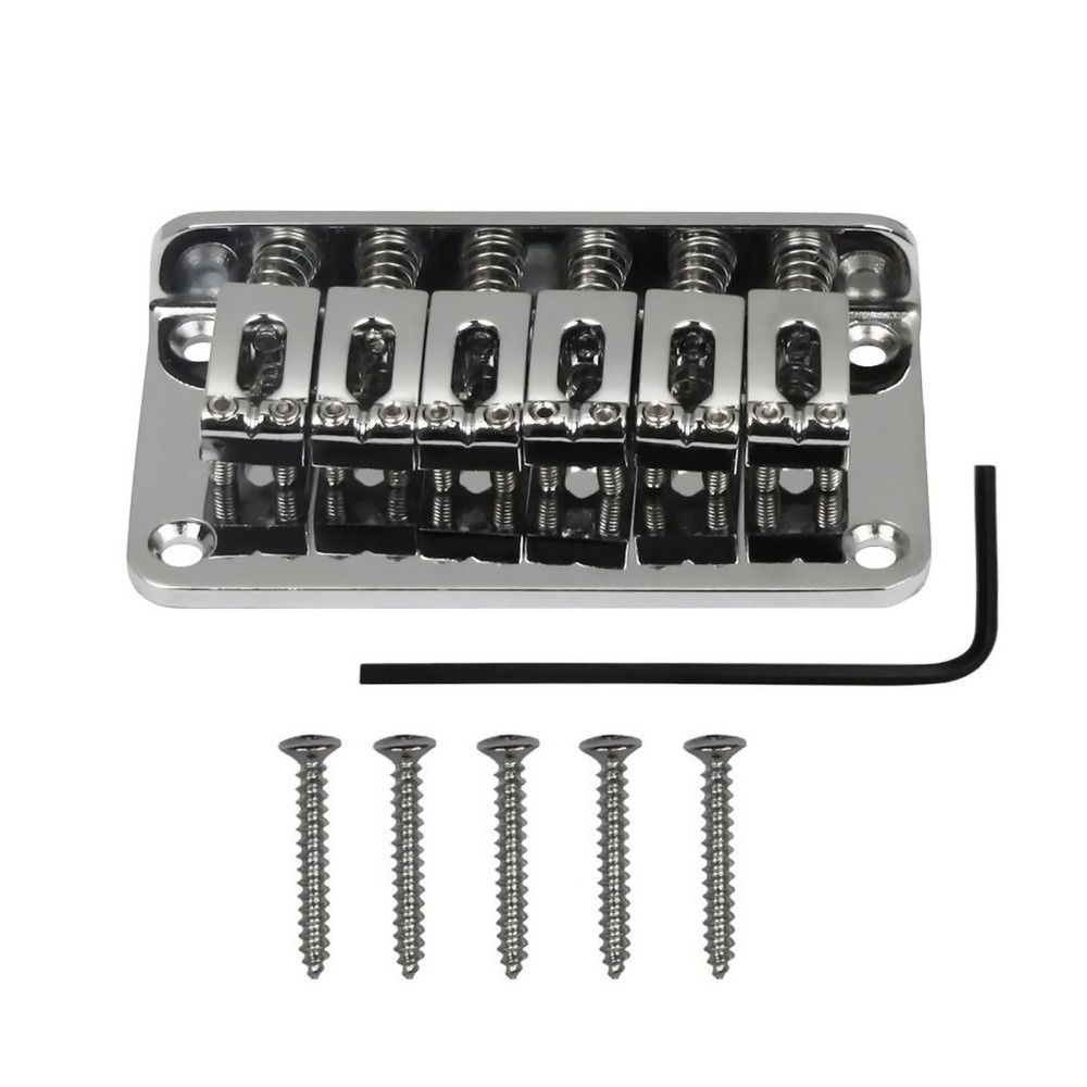 Metal Chrome 6-String Electric Guitar Fixed Bridge with 10.5mm String Space A