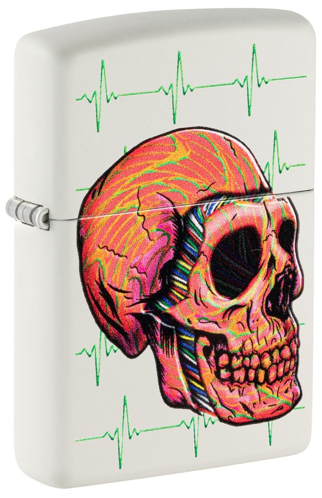 Zippo Cyber Skull Design White Matte 48659