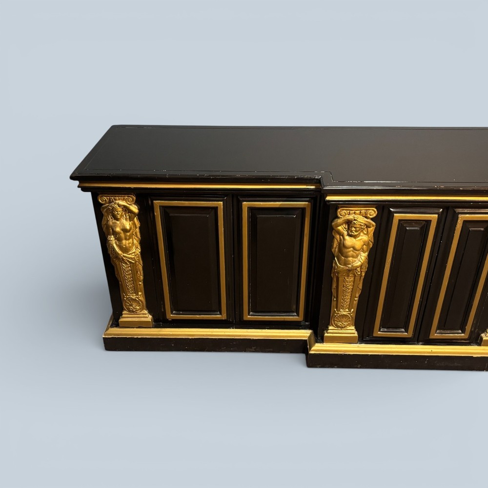 Large Vintage Renaissances Style Ebonized Sideboard