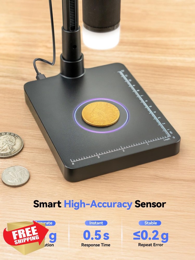 TOMLOV DM4W Digital Microscope 4.3" Coin Magnifier Scale Screen