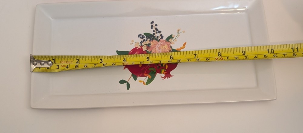 Grove Collaborative Tray Pomegranate Rectangular Stoneware Side Tray 10 X 5