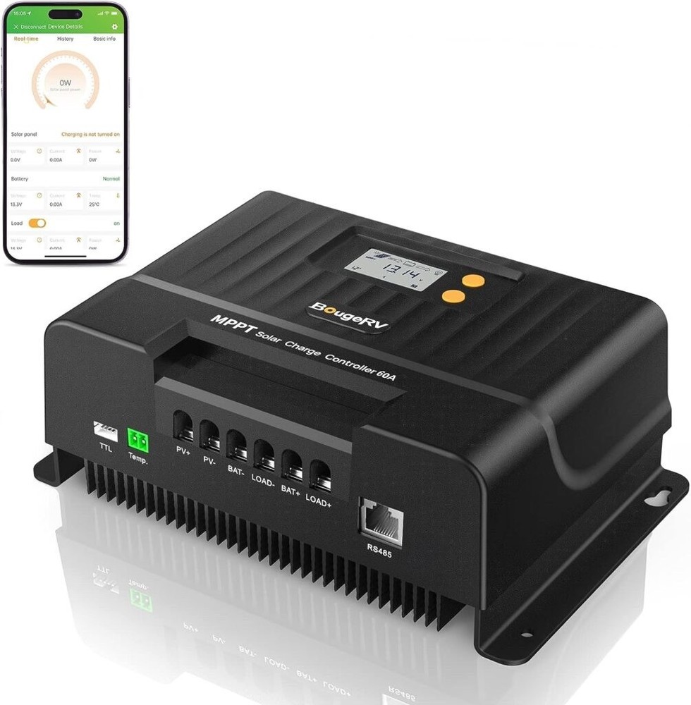 BougeRV 60A MPPT Solar Charge Controller with Bluetooth 12V/24V