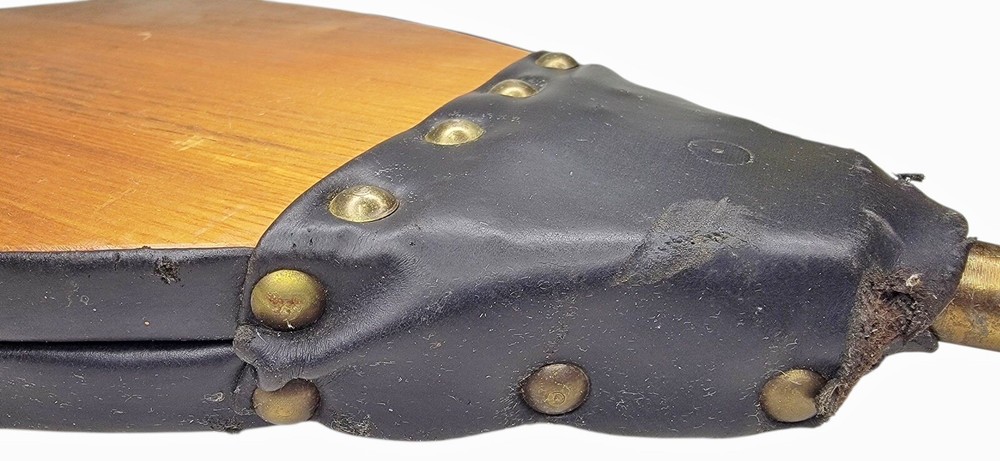 Simple Wood Fireplace Bellow with Brass Trim