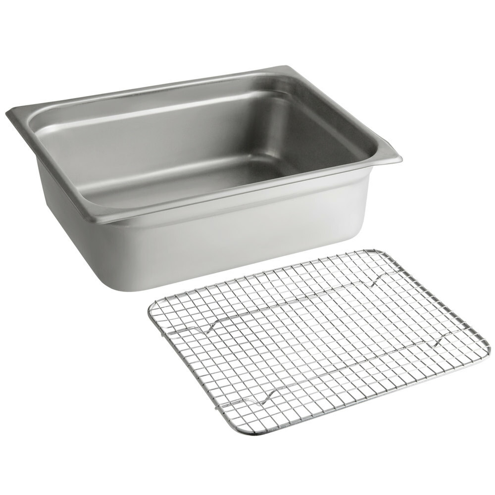 1/2 Size Anti-Jam Steam Table Pan W/Footed Cooling Rack (select depth below)