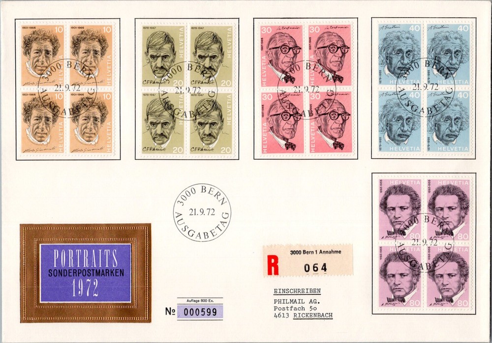 Switzerland Scott 546-550 Typewritten Address.