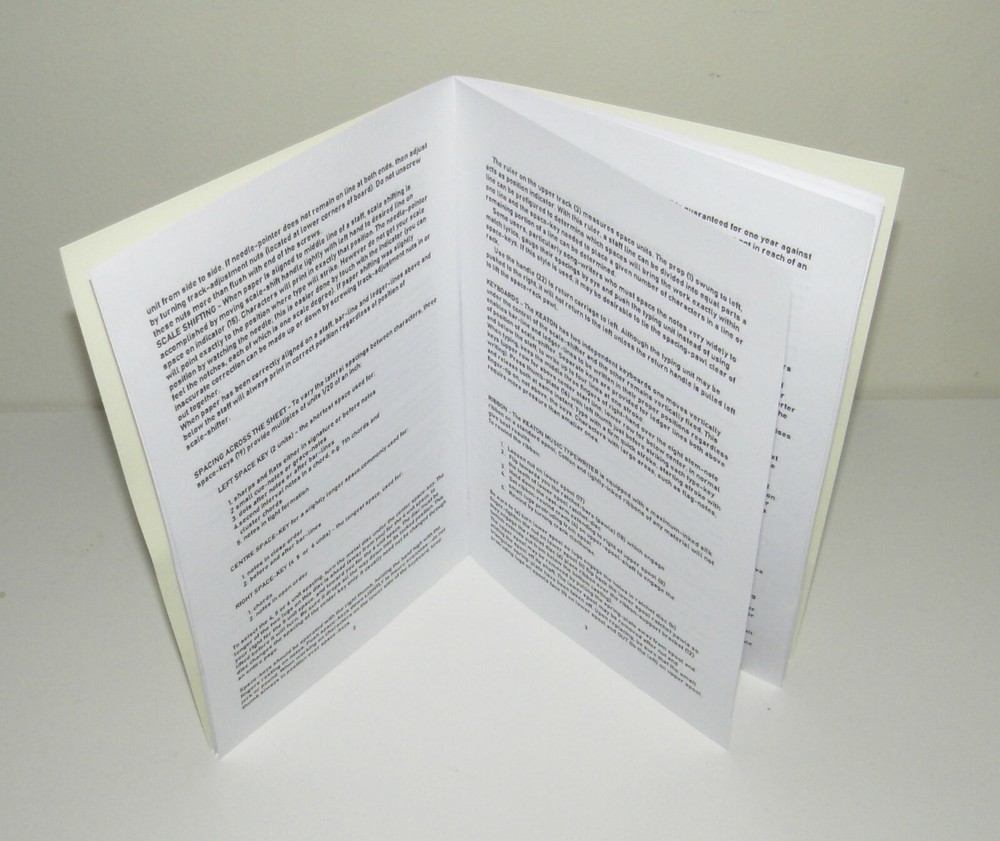 KEATON MUSIC TYPEWRITER INSTRUCTION MANUAL Reproduction