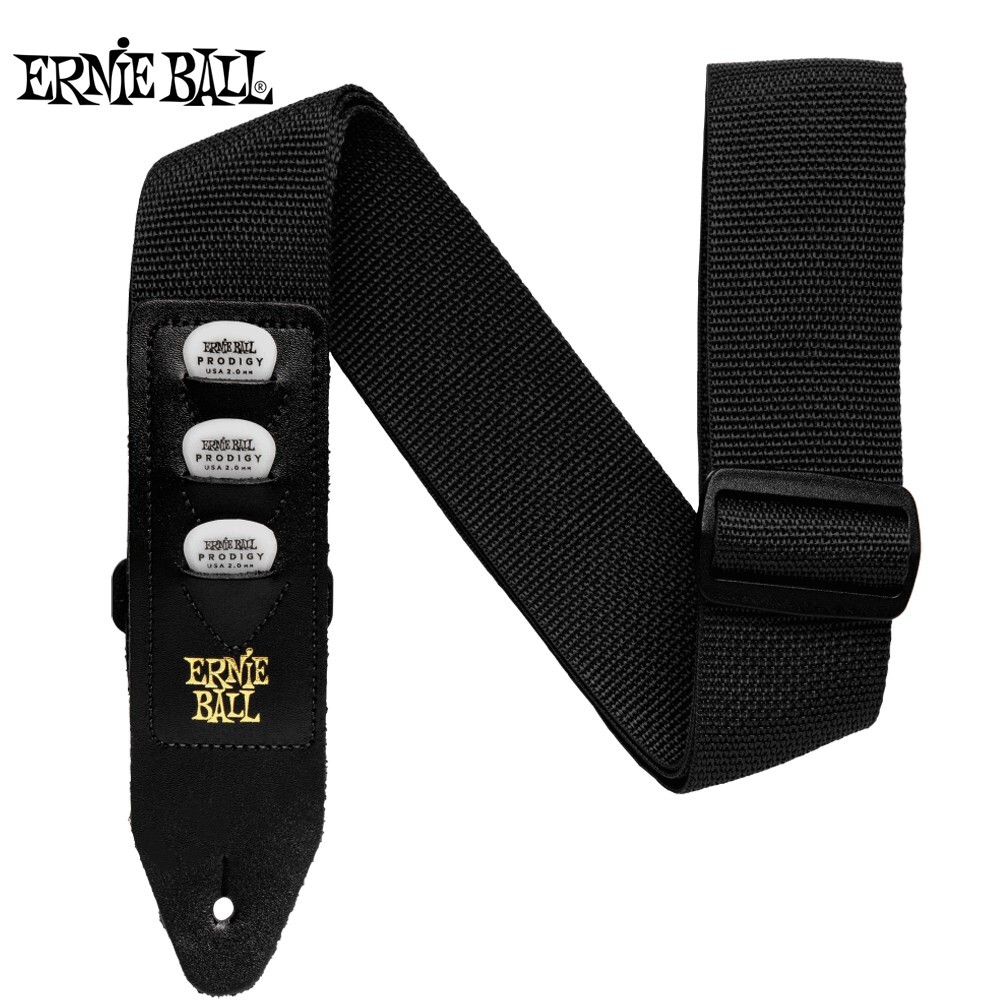 Ernie Ball P04039 Pickholder Polypro Adjustable Guitar Strap - Black