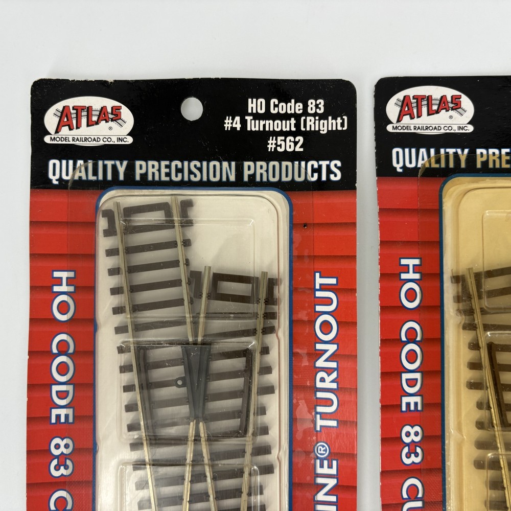 Atlas HO Code 83 #4 Custom-Line Turnout Pair - Left #561 & Right #562 NIB