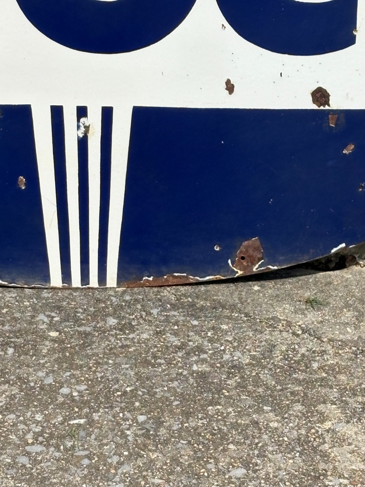 ORIGINAL 1950's "AMOCO GASOLINE" LARGE DOUBLE SIDED PORCELAIN DEALER SIGN, NICE