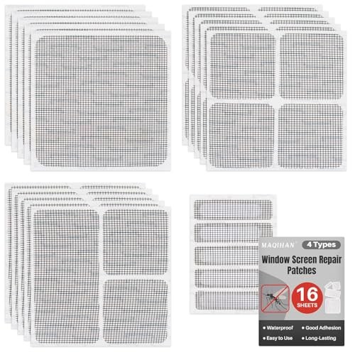 Sheets Window Screen Repair Kit - Black Self-Adhesive Screen Patch Repair 16