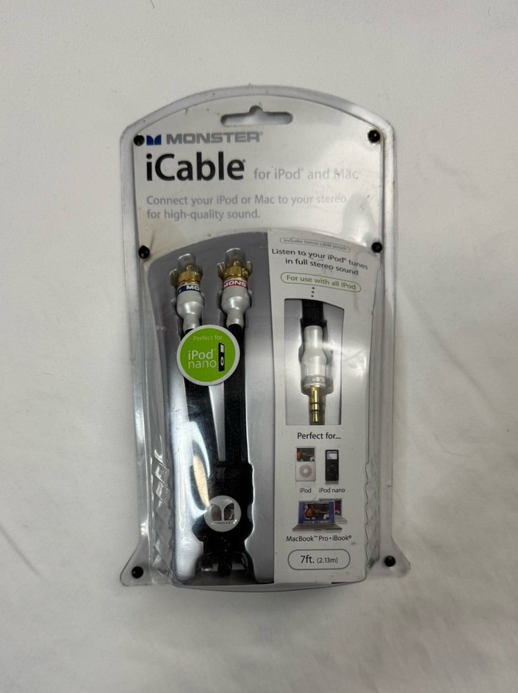 New Monster iCable For iPod Mac T4504LL/A 7 Ft. Connect To Stereo RCA  Black A5