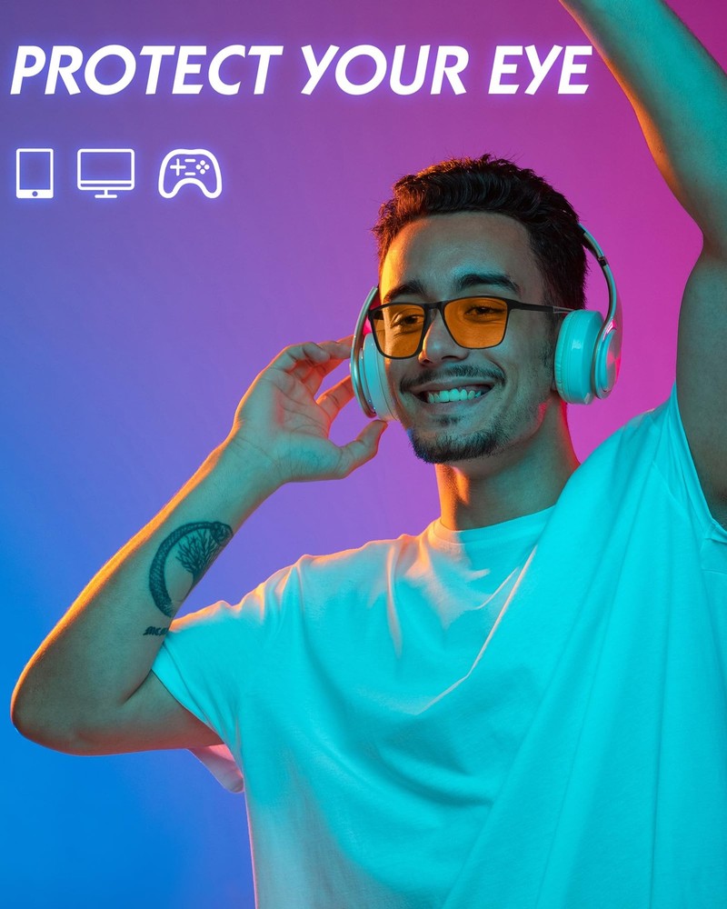 HMTIY Blue Light Blocking Glasses Gaming- Filtering Computer Medium, Black