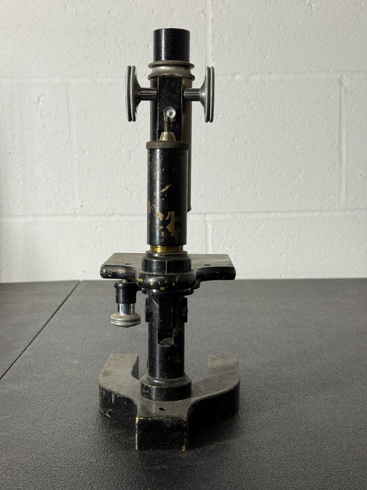 Antique Early 1900s Brass & Iron Microscope