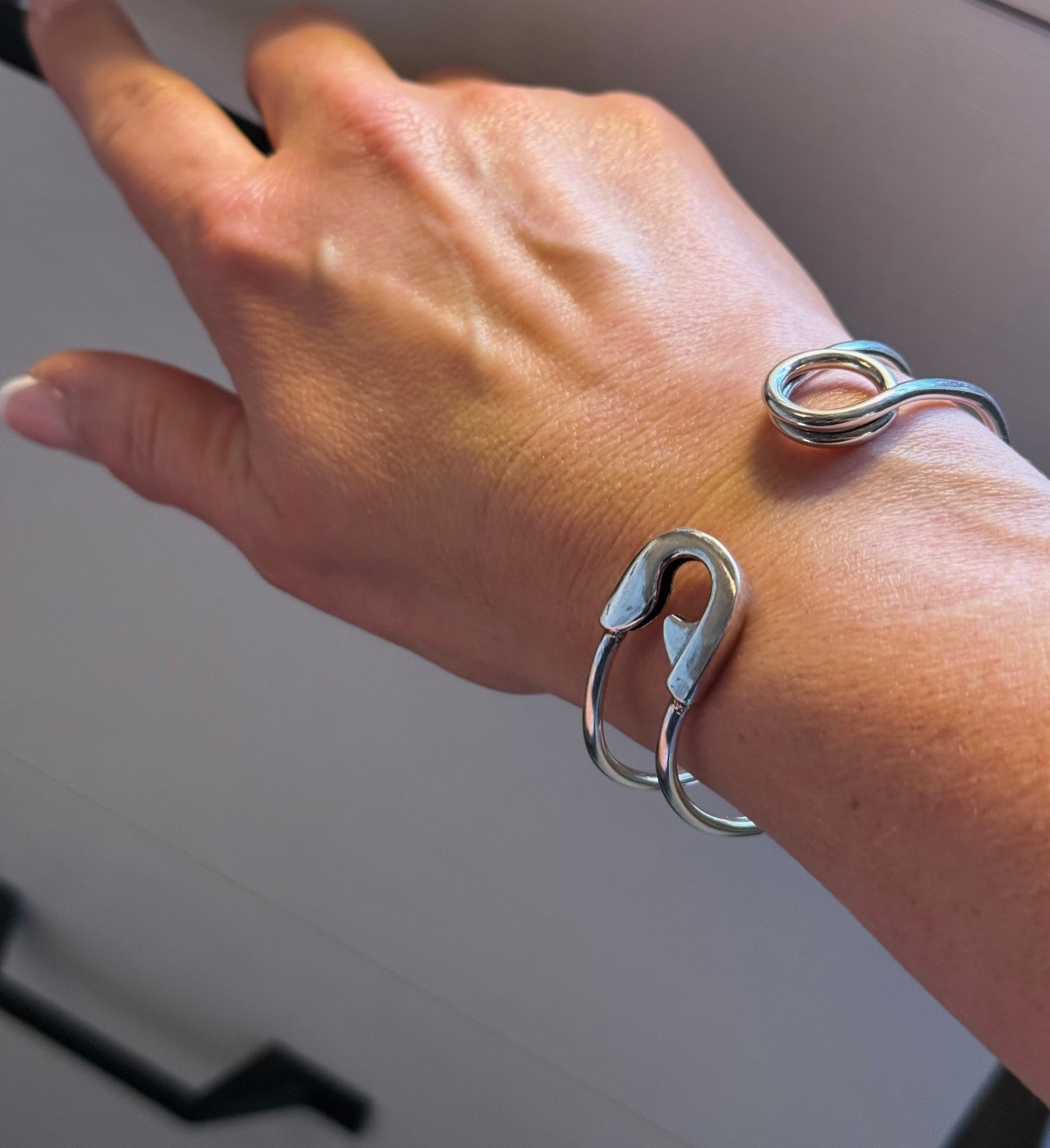 Gorgeous Safety Pin Adjustable Cuff Bracelet | 925 Sterling Silver Stamped