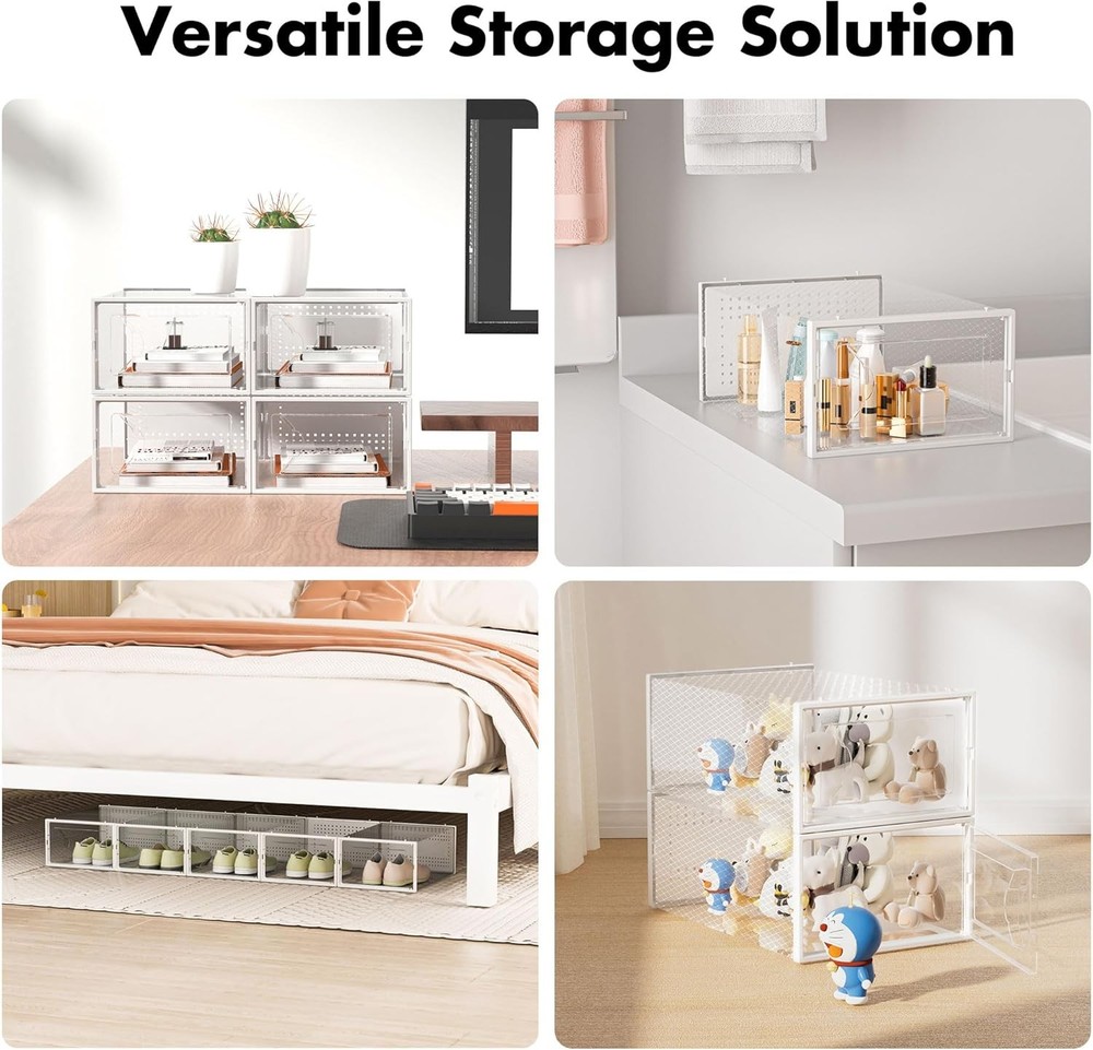 Shoe Storage Box, 15 Pack Clear Plastic Stackable Shoe Organizer for Closet