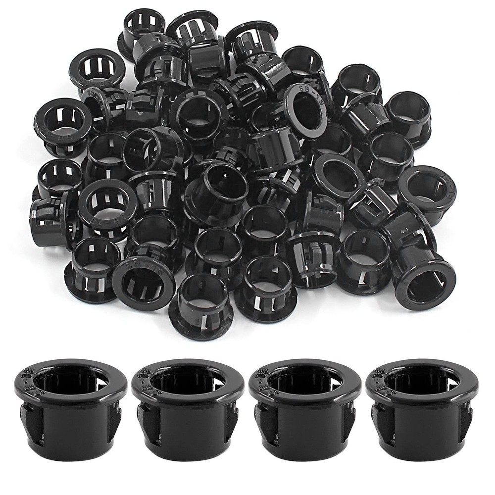Bonsicoky 50 Pcs Black Snap Bushing 1/2" Mounting Diameter, Plastic