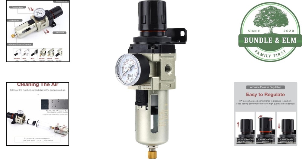 High-Performance Air Filter Regulator with Semi-Auto Drain and Mounting Bracket