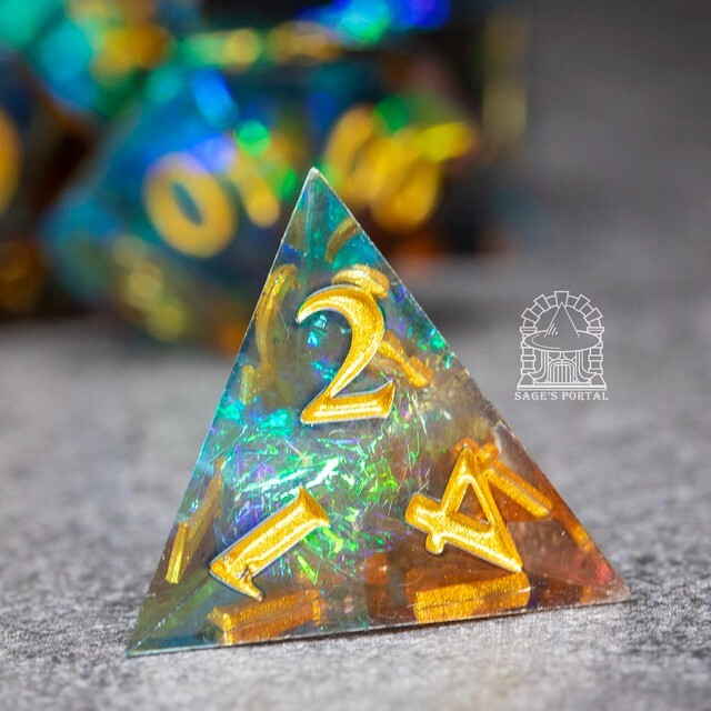 Sage's Crystals - Manaflow Sharp Edge Resin Polyhedral Dice Set DnD RPG