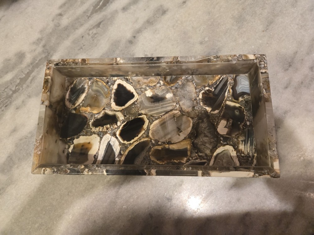 12"x6" Agate Handcrafted Serving Kitchen Bathroom Tray