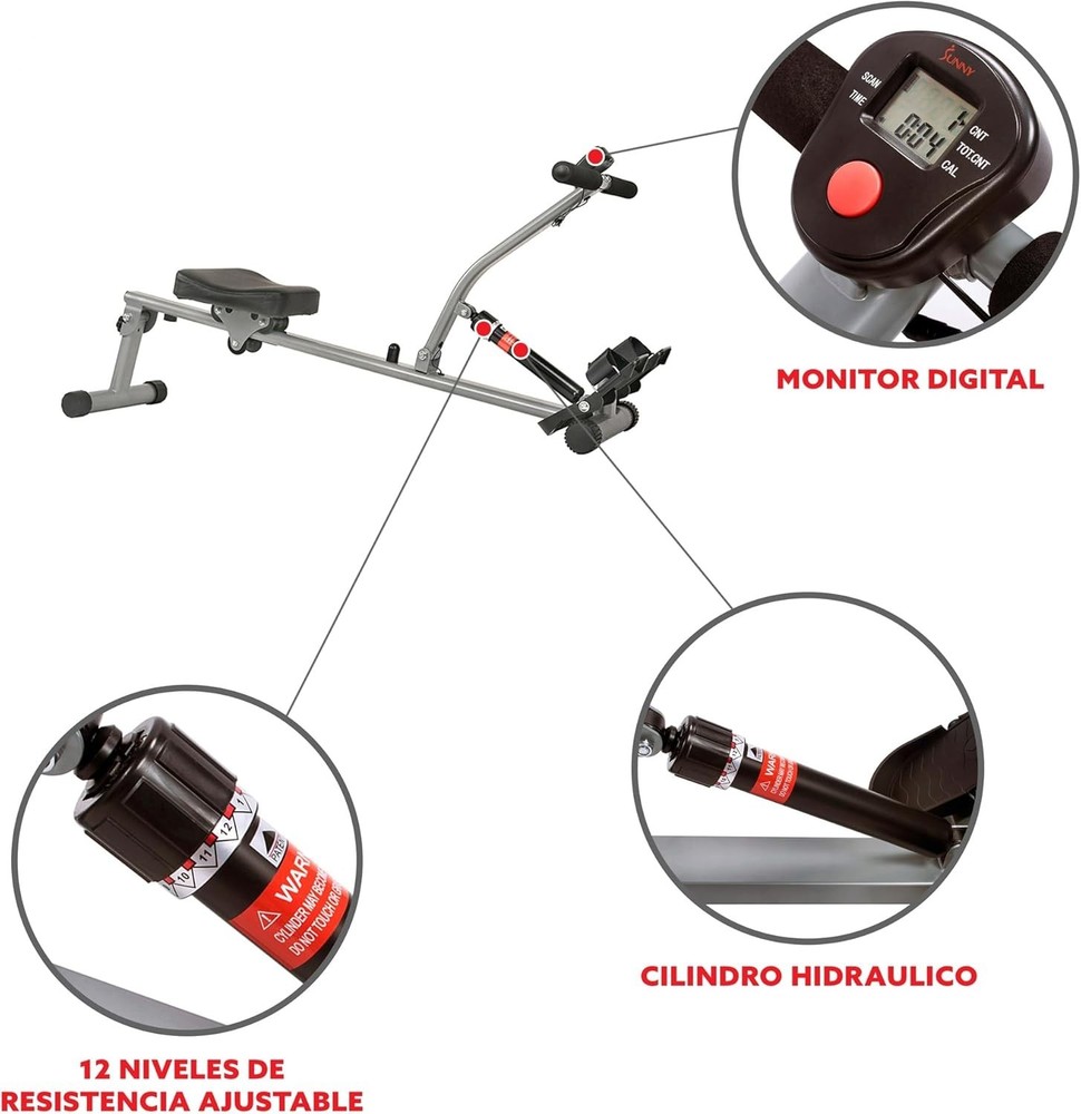 Compact Adjustable Rowing Machine with 12 Resistance Levels for Home Workouts