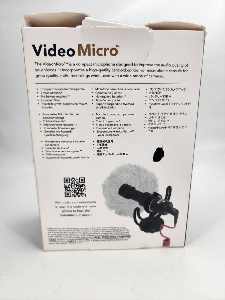 Rode VideoMicro Compact On-Camera Microphone with Rycote Lyre Shock Mount