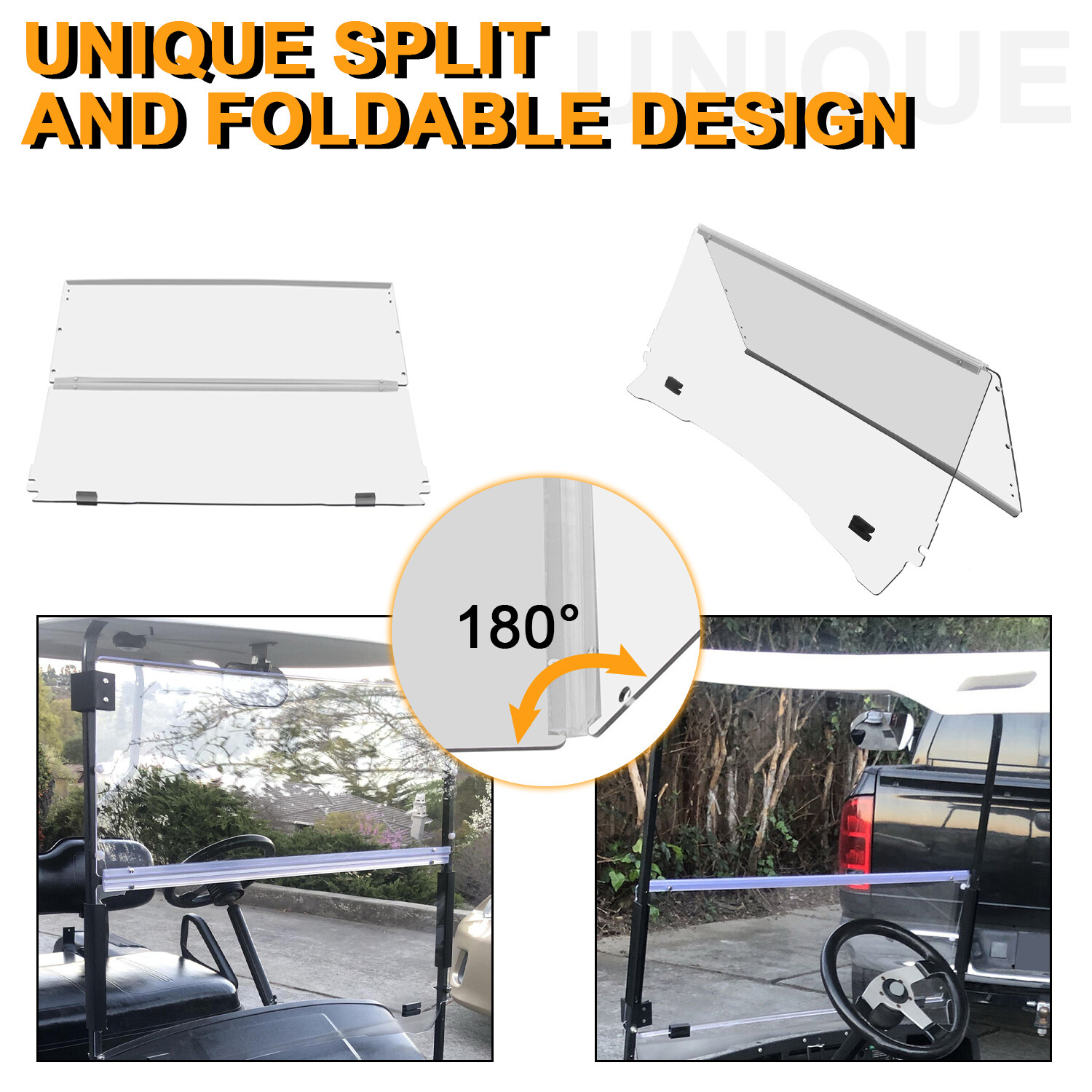 Folding Clear Golf Cart Windshield Windscreen For EZGO TXT & Medalist 94-13 14