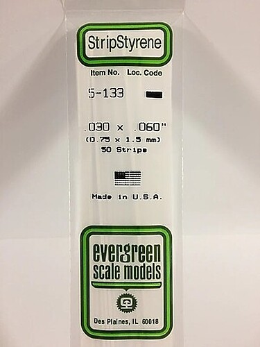 Evergreen .030 X .060'' X 14 Polystyrene Strips (50) - Model Scratch Building