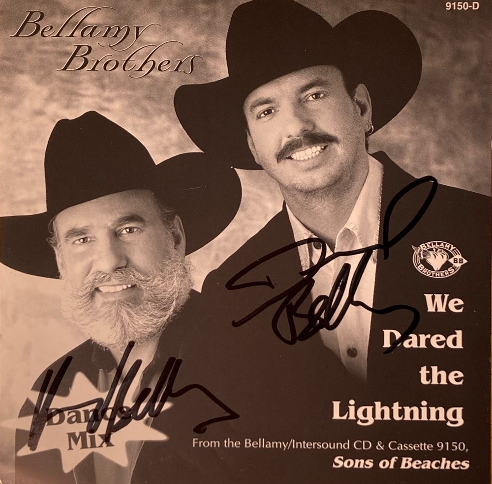 2x Hand SIGNED Bellamy Brothers CD Case Insert (1) We Dared The Lightning