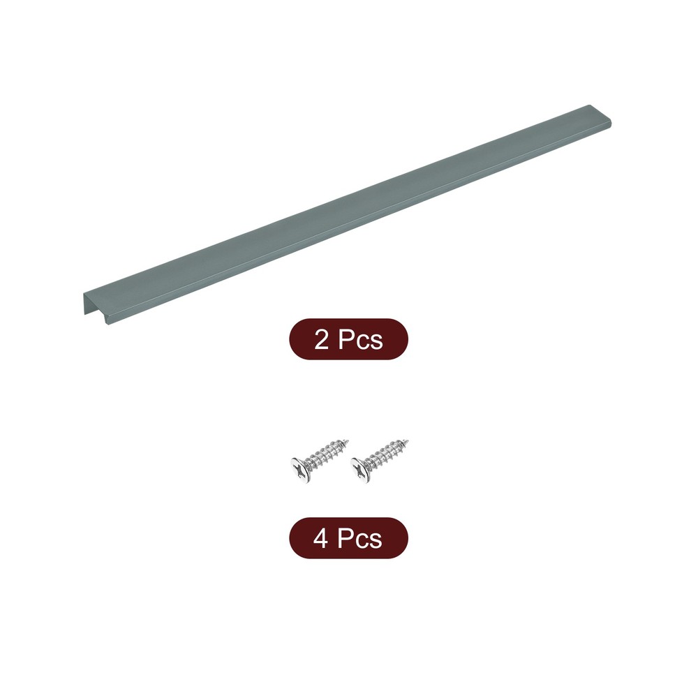Cabinet Edge Finger Pull, 2pcs 500mm / 19.69" Hidden Cabinet Pulls, Gray