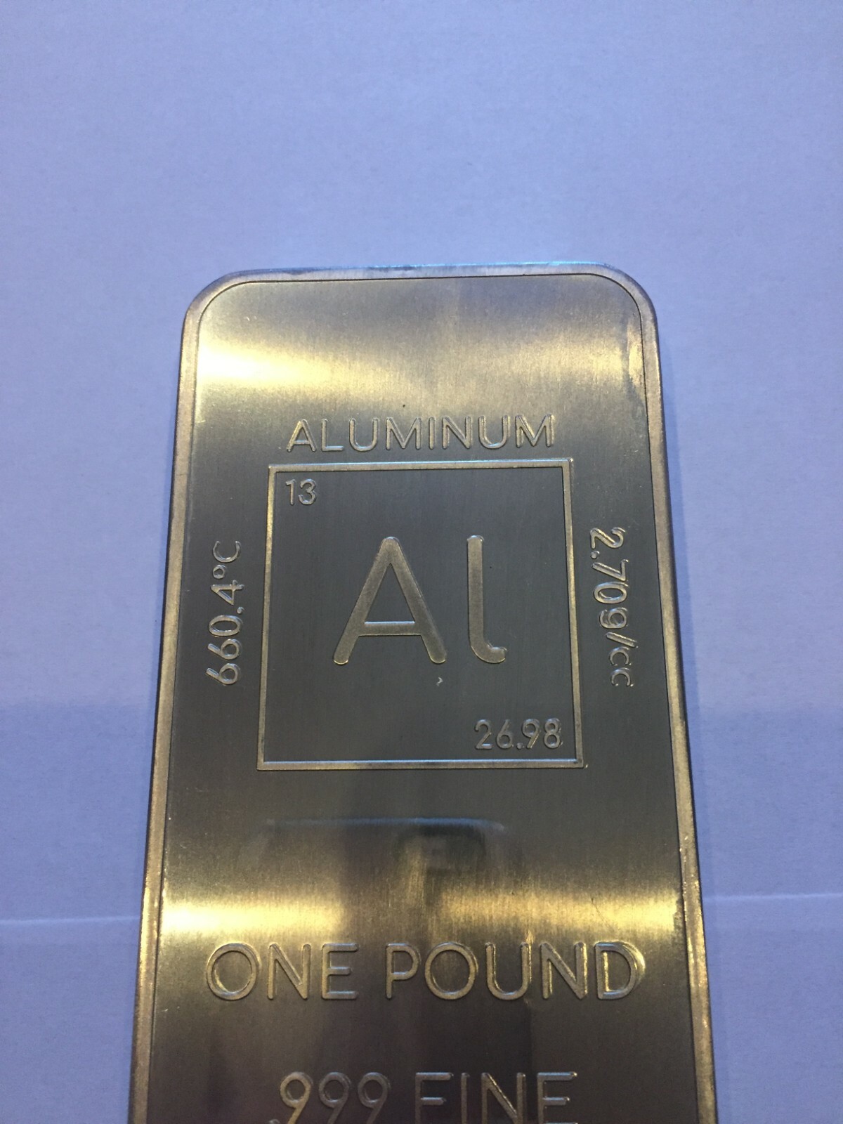 1 (One) Pound .999 Aluminum Bullion Bar By Unique Metals