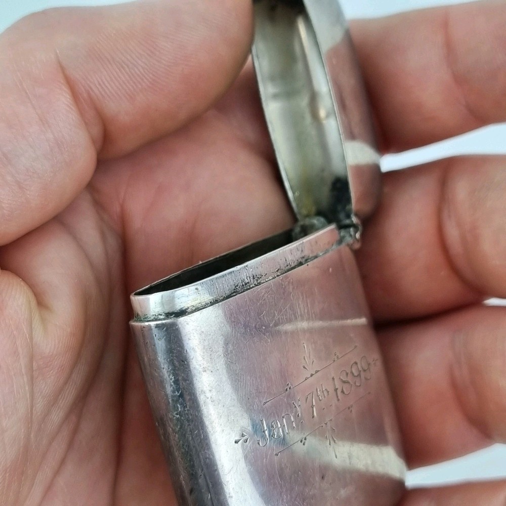 Antique Solid Silver Vesta Case Initials Birmingham 1897 Minshull & Latimer