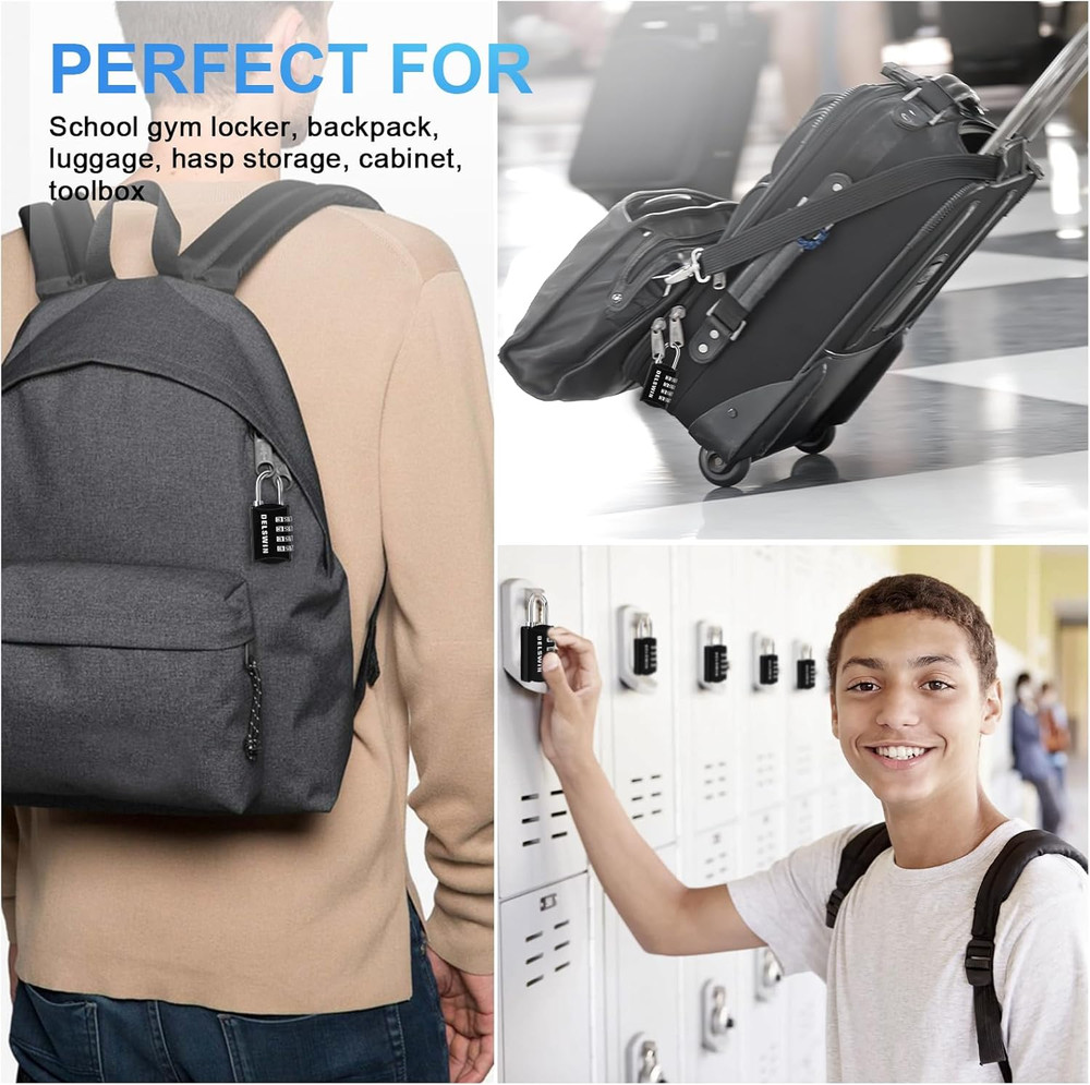 Small Combination Lock for Locker, 4-Digit Mini Combo Lock for Backpack and Lugg
