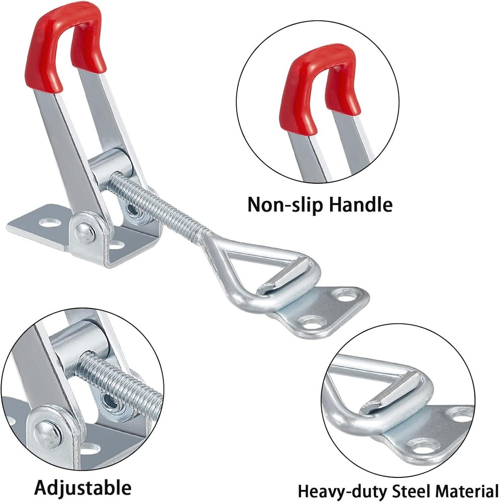 4Pcs Heavy Duty Steel Toggle Latch Catches Adjustable Lock Clamp For Boxes Case