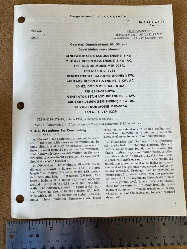 1969 Army Manual Update - Generator Sets & Gasoline Engines