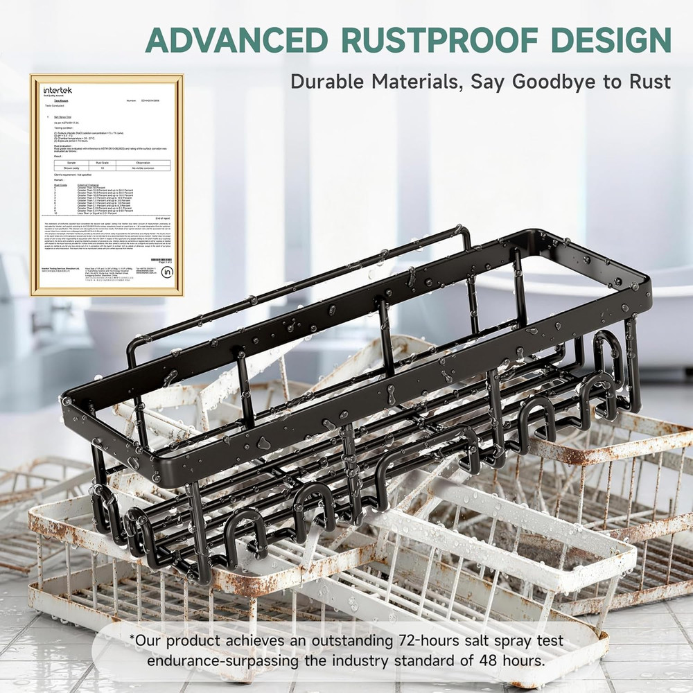Shower Caddy 6-Pack, Advanced Rustproof Design, No Drilling Adhesive Shelves