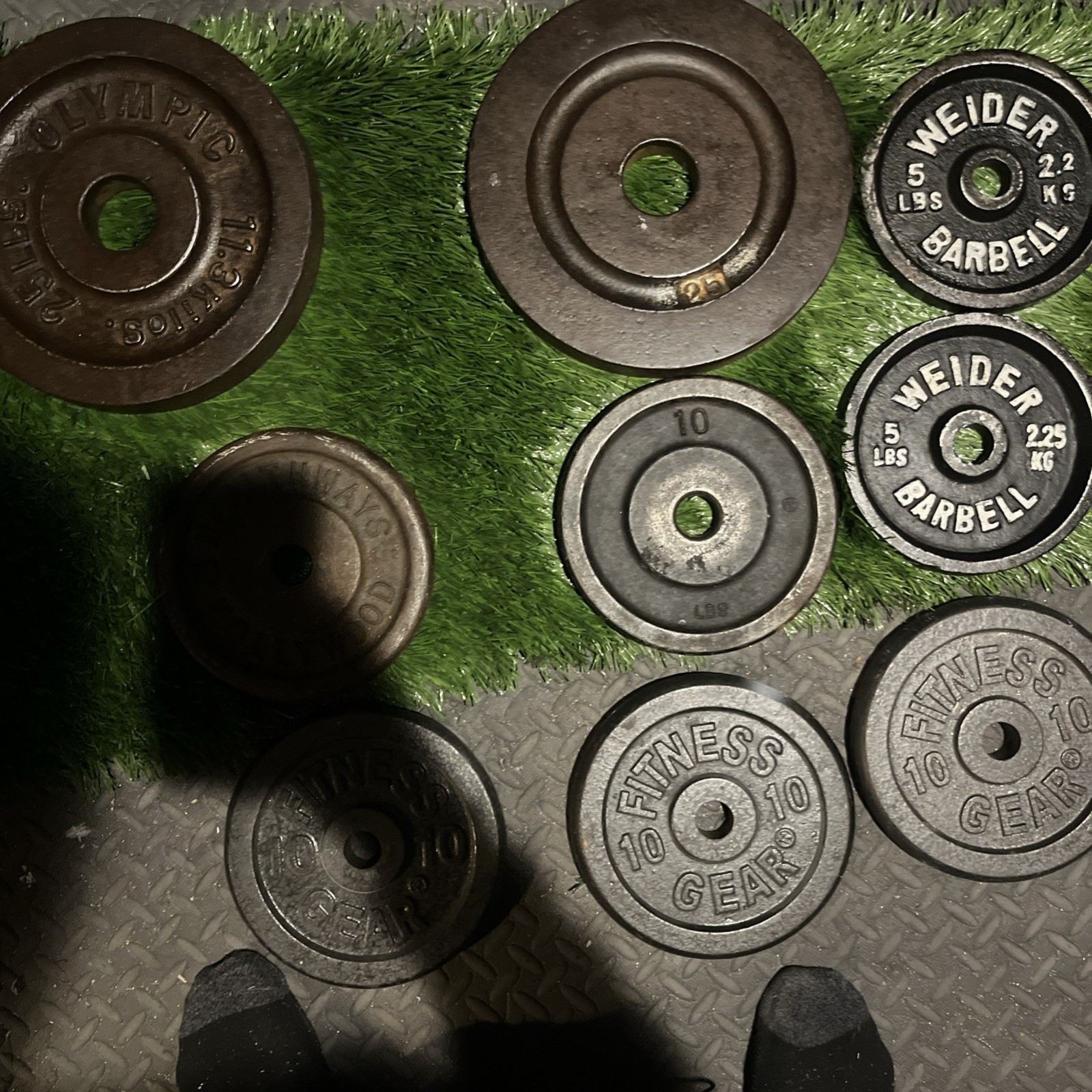 Vintage Weights W/ Curling Bar